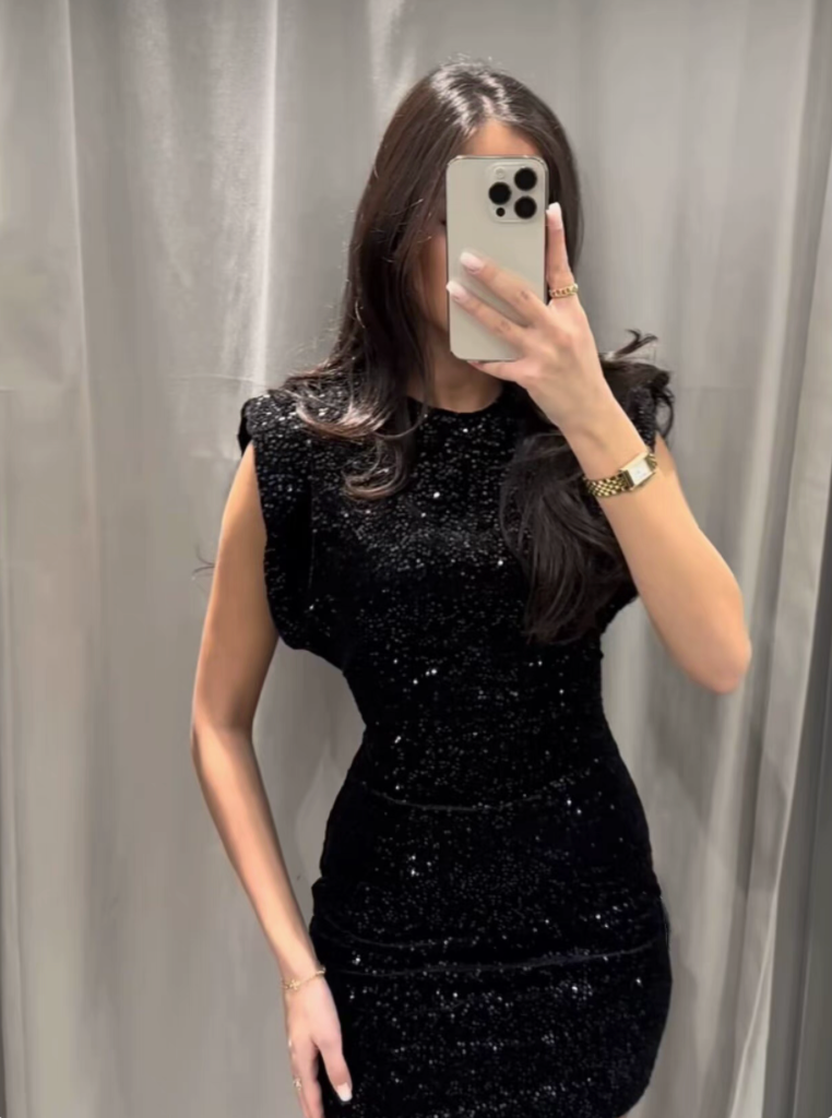 velour shiny mini dress
