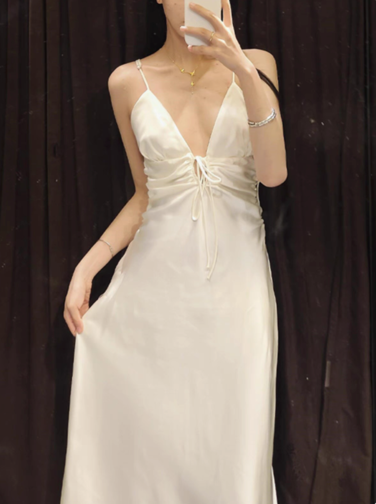velour white long dress