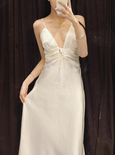 velour white long dress