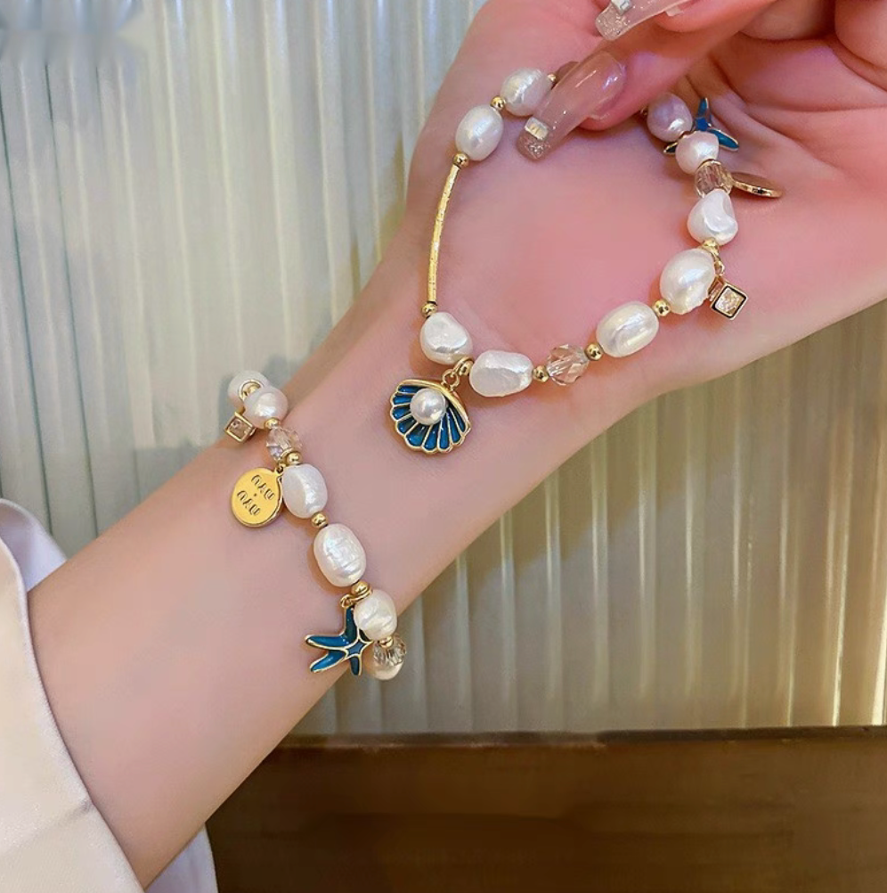 velour blue seestern Armband