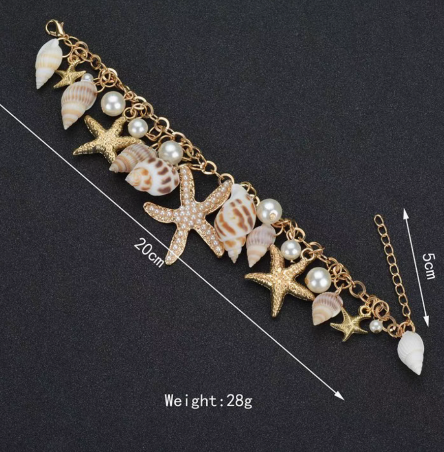 velour golden muschel Armband
