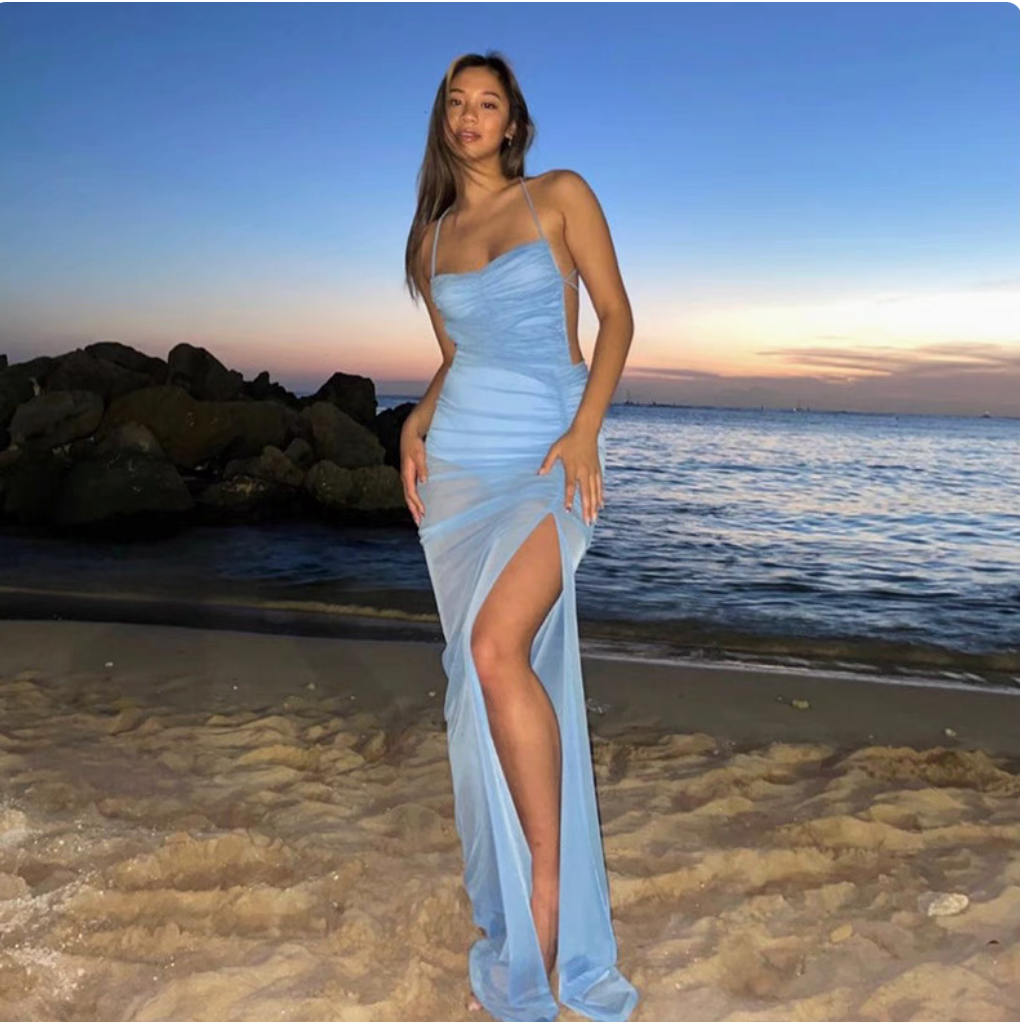 velour summer blue dress