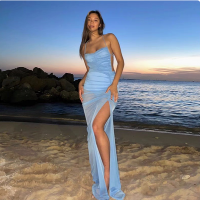velour summer blue dress