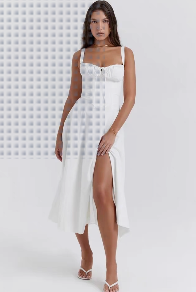 velour white summer dress