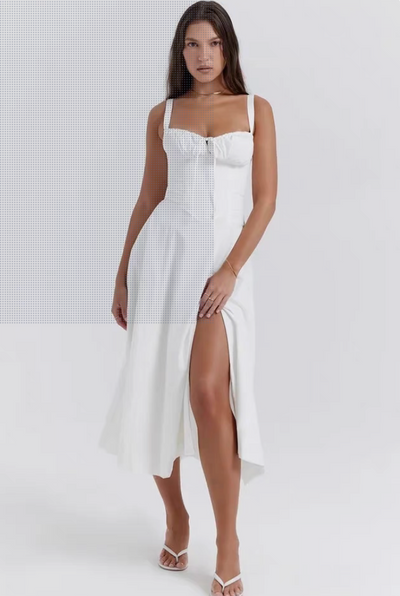 velour white summer dress