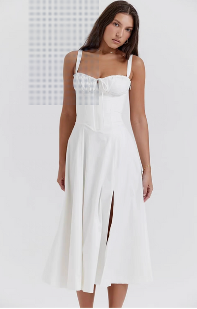 velour white summer dress