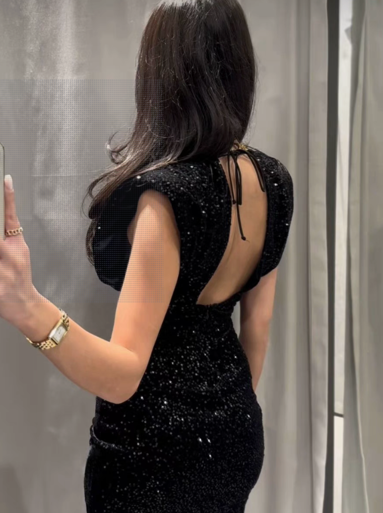 velour shiny mini dress