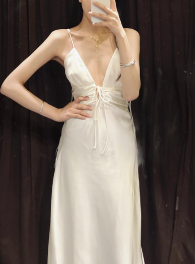 velour white long dress