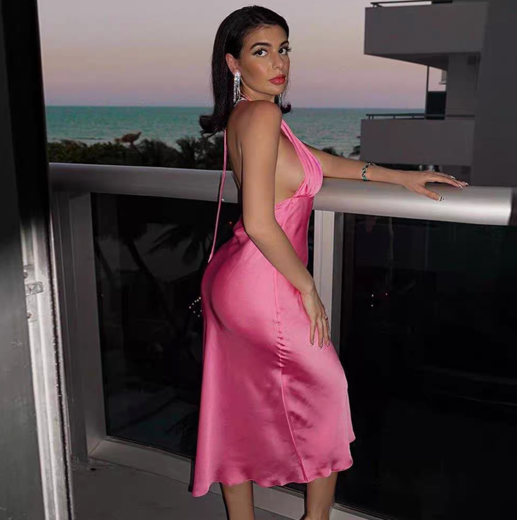 velour  viral pink dress