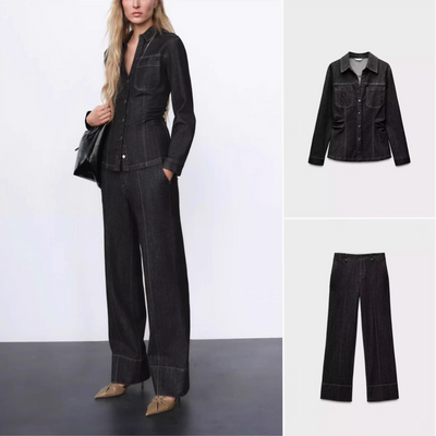 velour elegant denim set