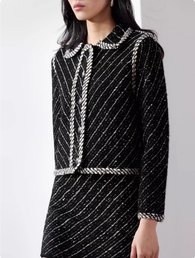 velour elegant stripes set