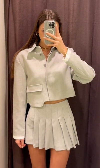 velour classy blazer set