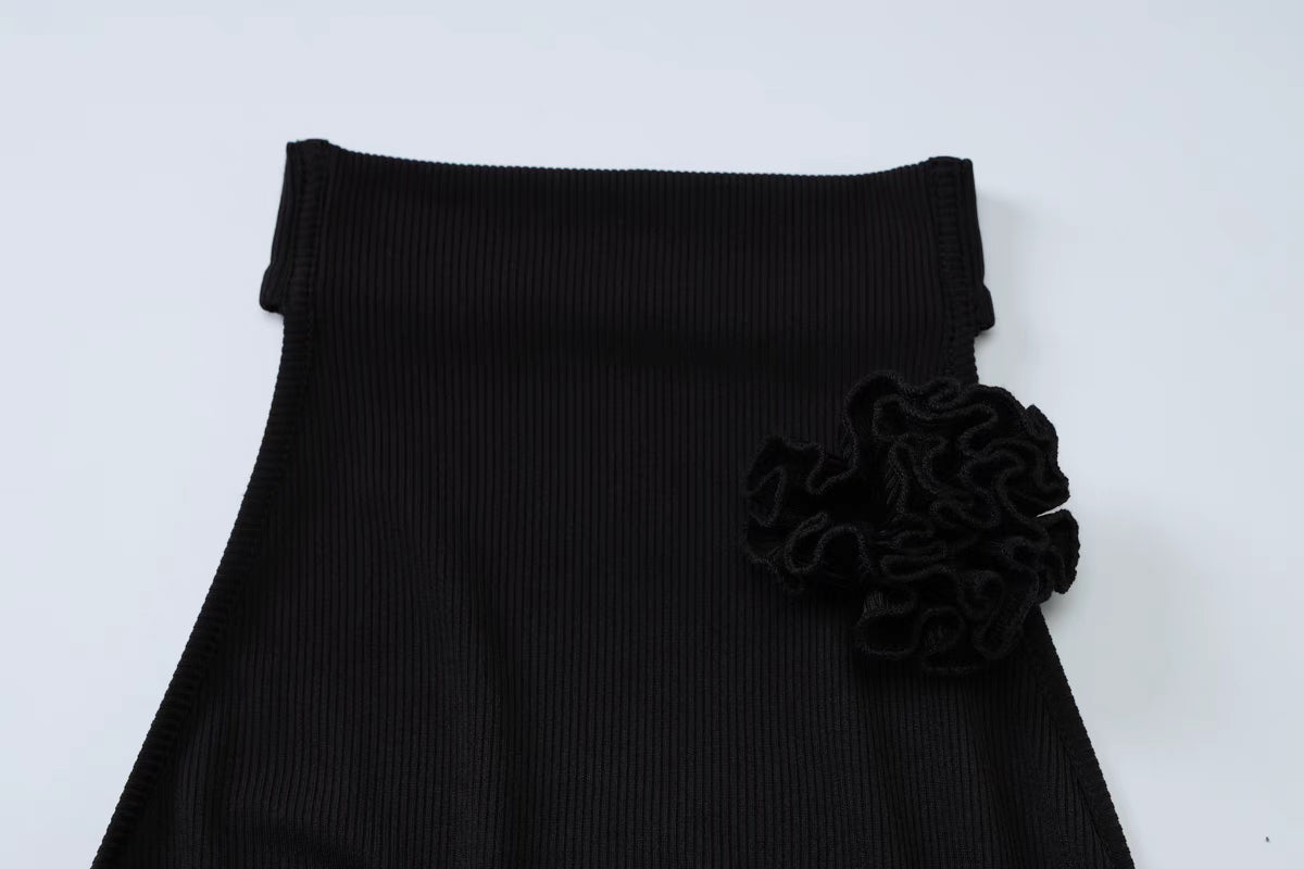 velour luxe black neck dress