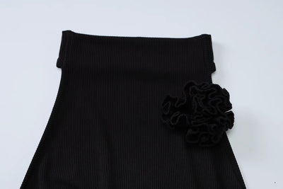 velour luxe black neck dress