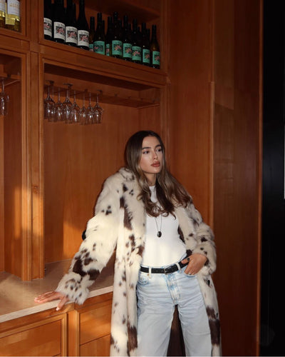 Viral Noelia fluffy patch coat