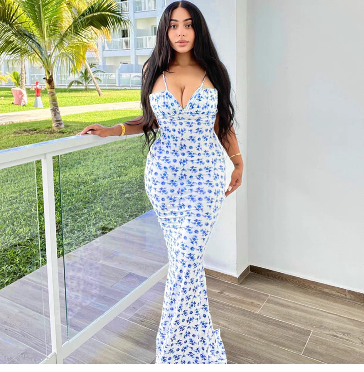 velour blue tight summer dress