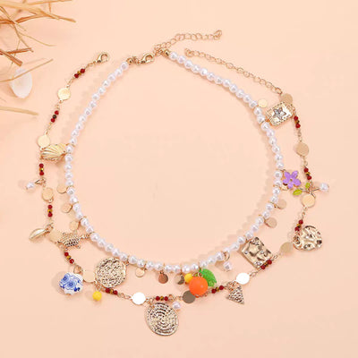 velour colourful chain pendant set