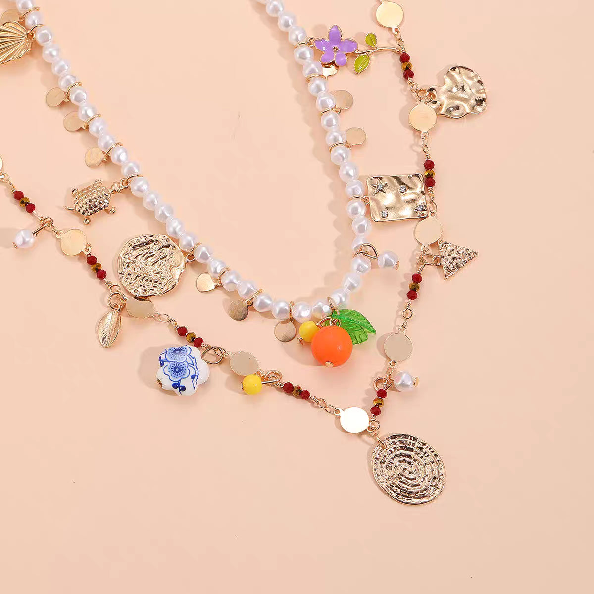 velour colourful chain pendant set