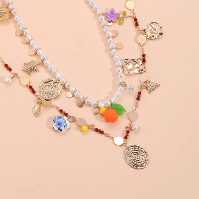 velour colourful chain pendant set