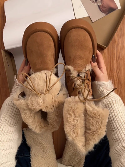 High cozy fluffy fall boots