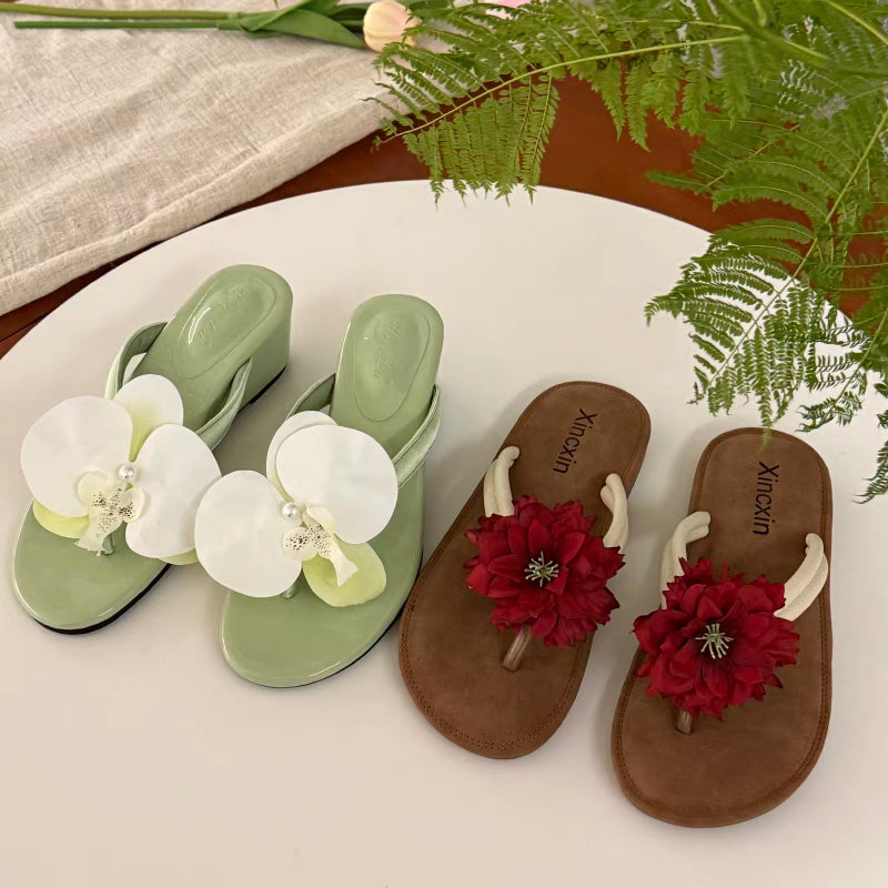 velour  summer flower slides