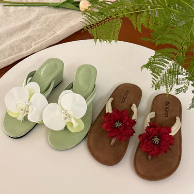 velour  summer flower slides