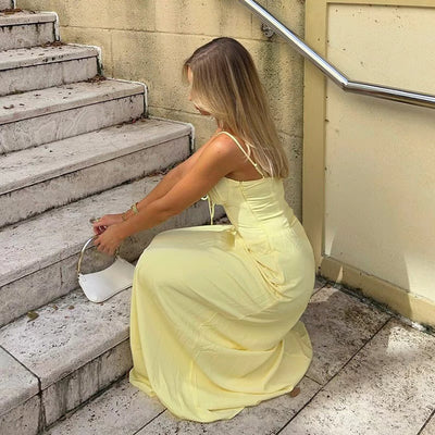 velour yellow summer Longdress