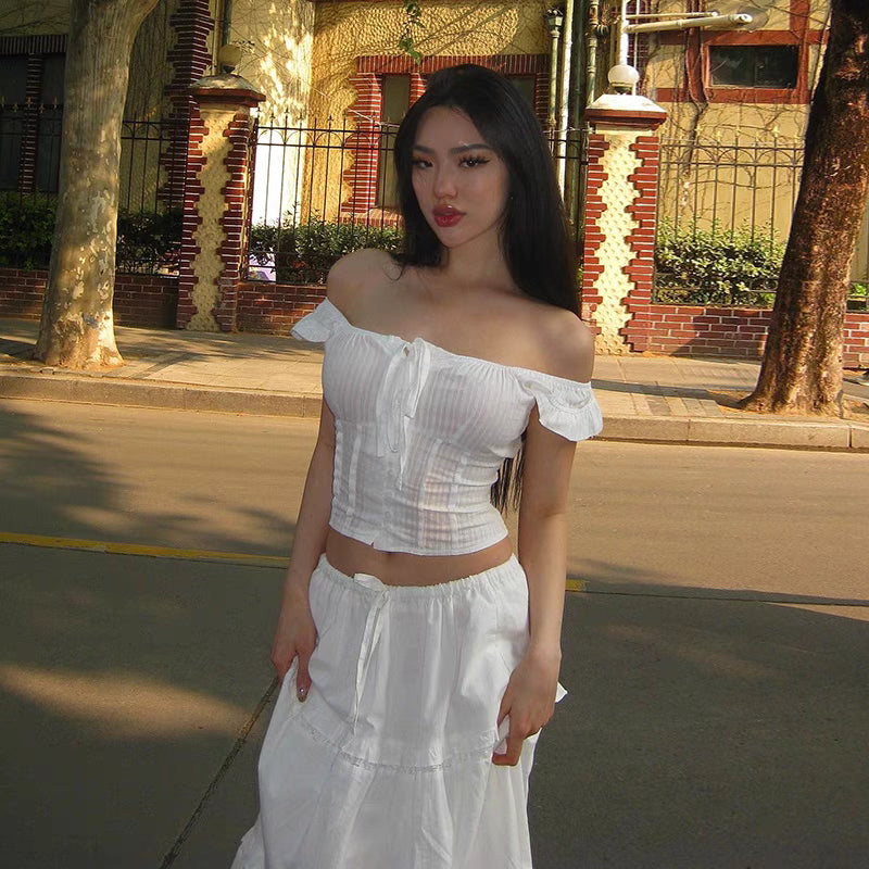 velour summer white dress set