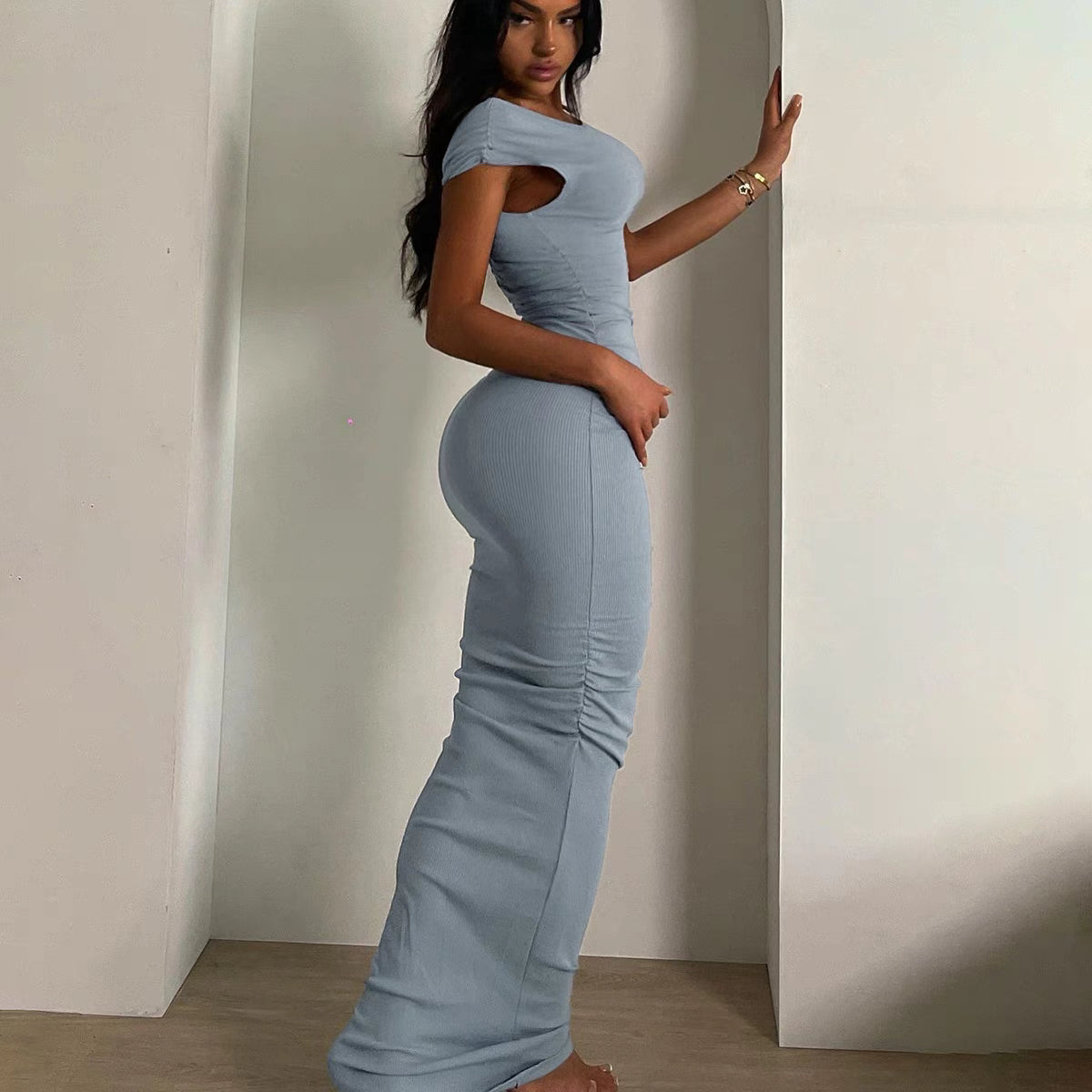 velour tight luxe dress