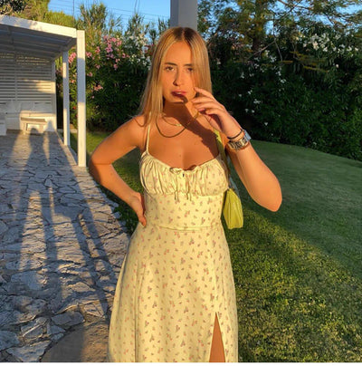 velour yellow summer dress