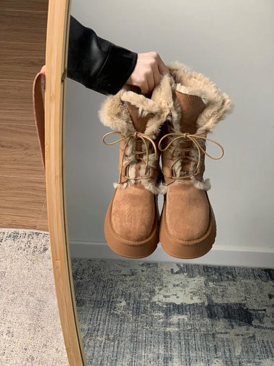 High cozy fluffy fall boots