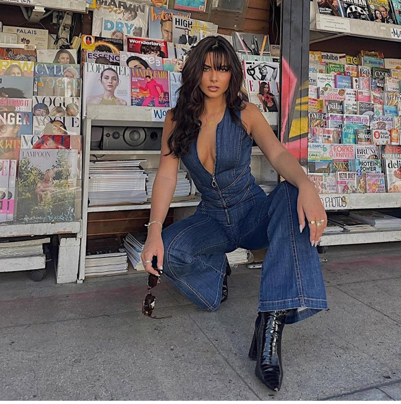 velour viral denim set