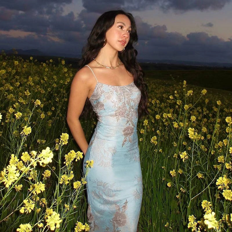 velour sunny blue flower dress