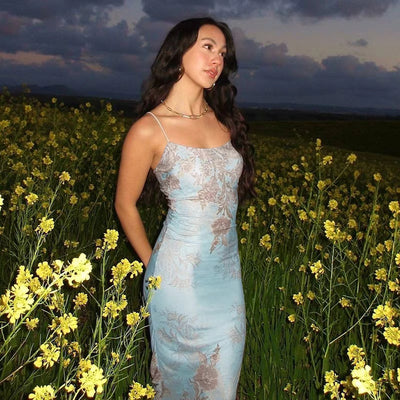 velour sunny blue flower dress