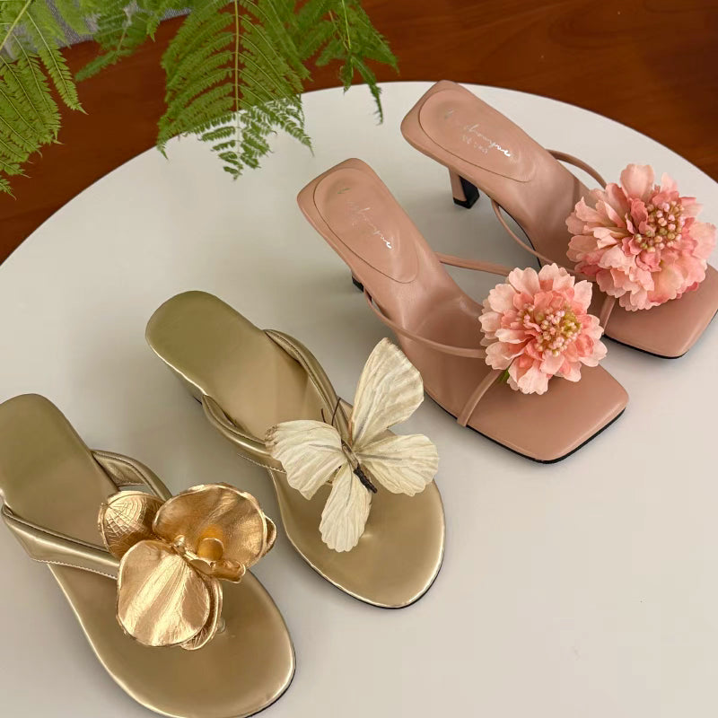 velour  summer flower slides