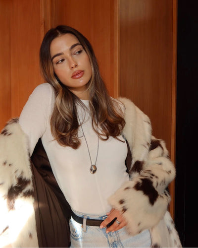 Viral Noelia fluffy patch coat
