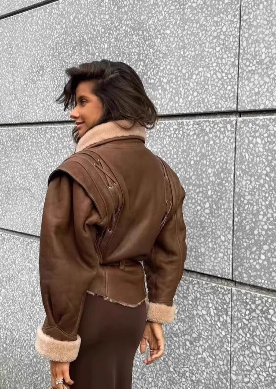 viral brown leather jacket
