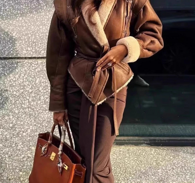 viral brown leather jacket