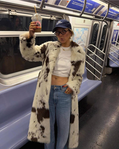 Viral Noelia fluffy patch coat