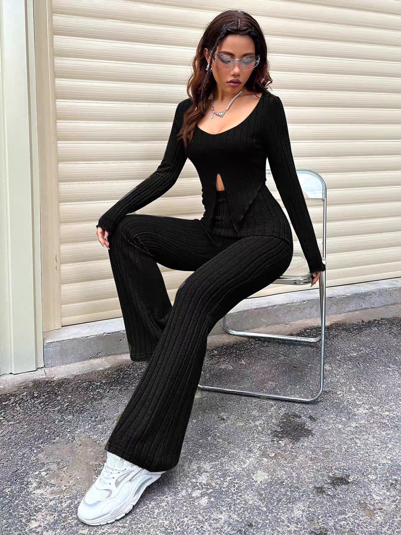 elegance  black slim set