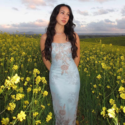 velour sunny blue flower dress