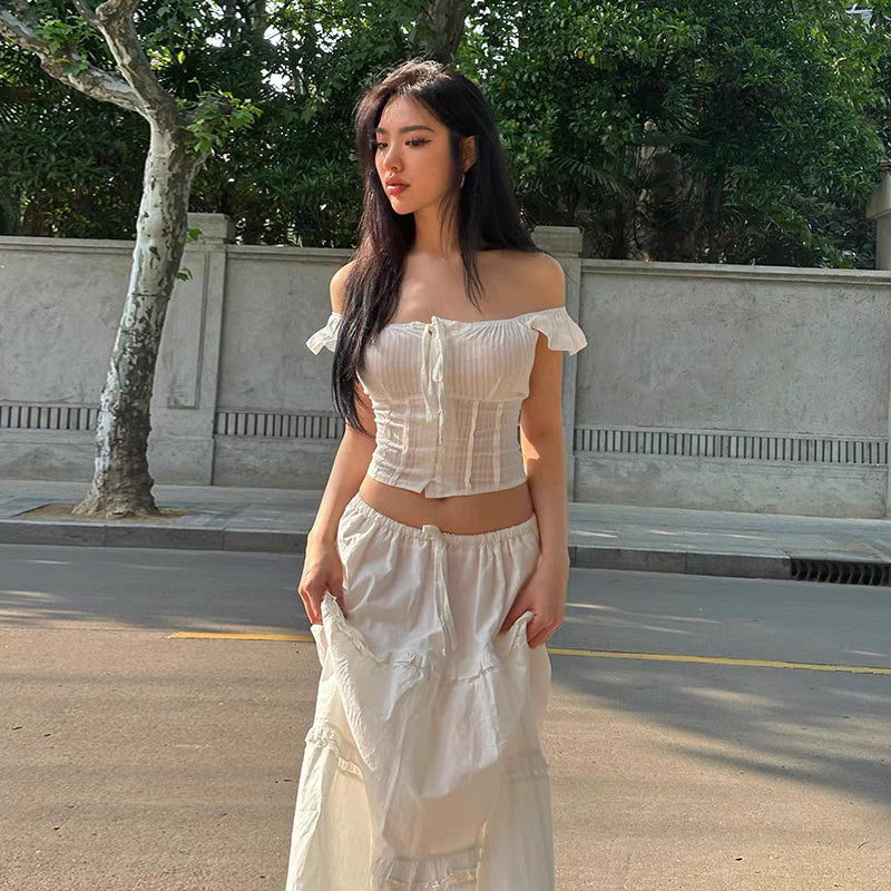velour summer white dress set