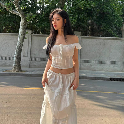 velour summer white dress set