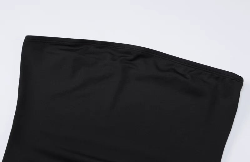 velour black shoulder free dress