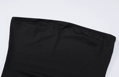 velour black shoulder free dress