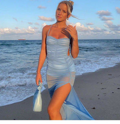 velour summer blue dress