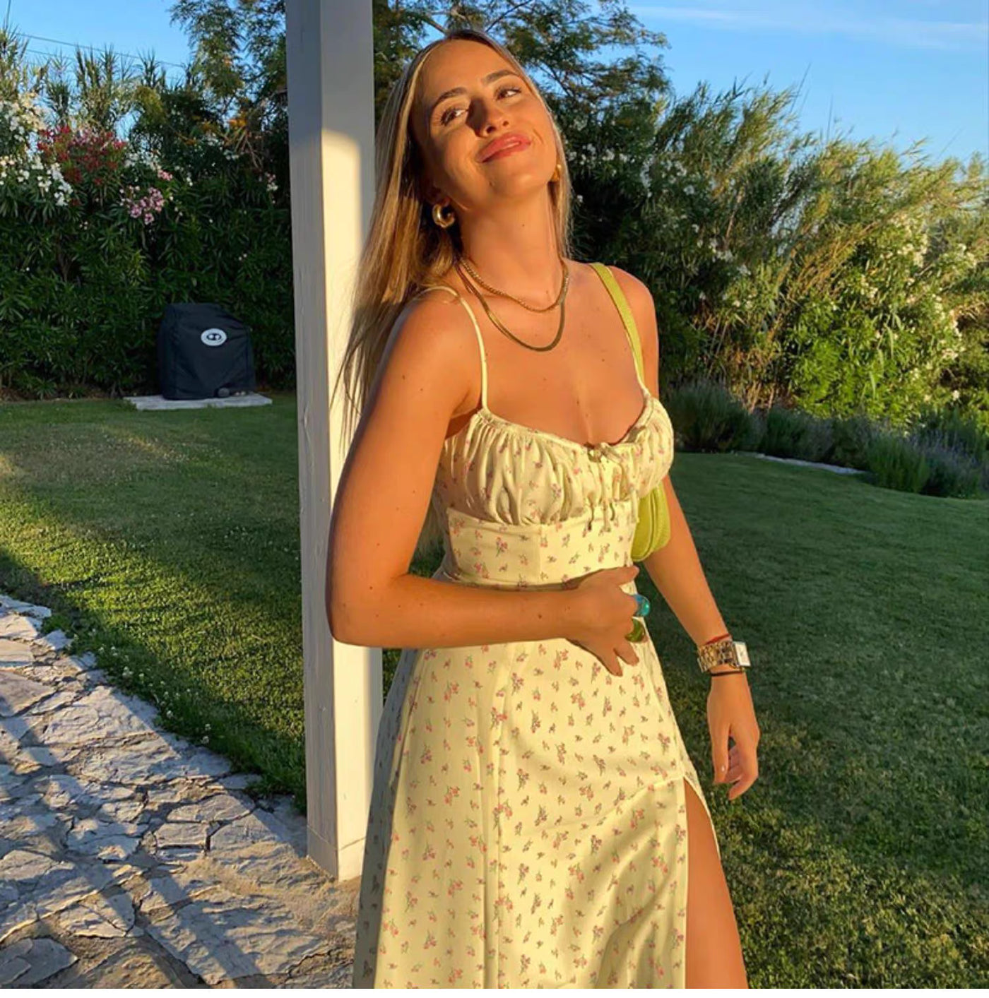 velour yellow summer dress