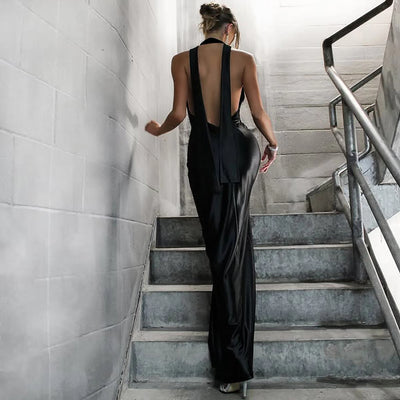 velour shiny neck dress