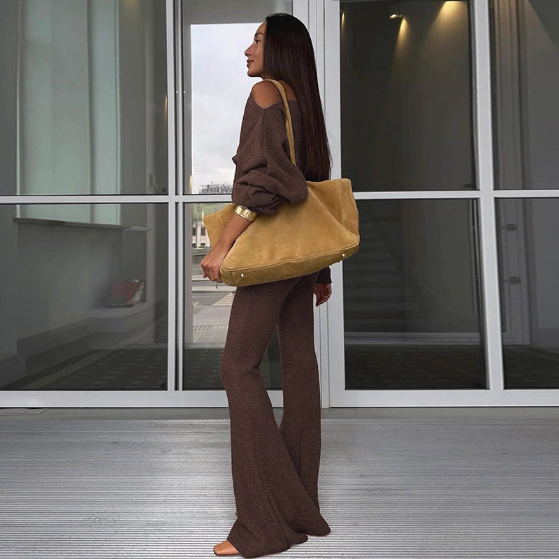 cozy fluffy brown set