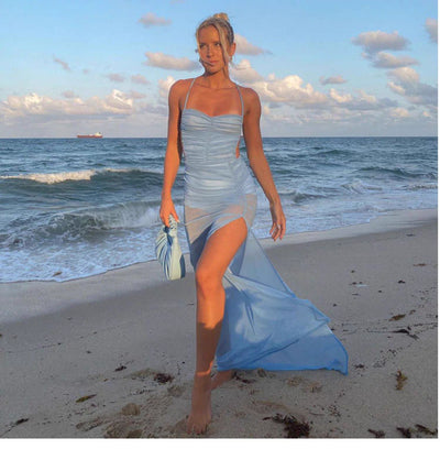 velour summer blue dress